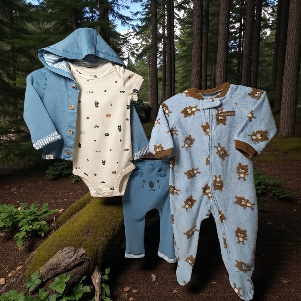 Carter's Blue and Cream Bodysuit Set